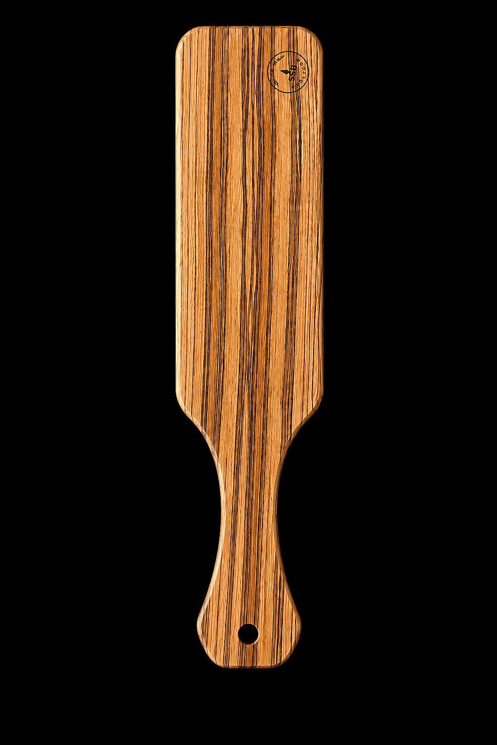 Full Paddle in Zebrawood — Maker's mark front
