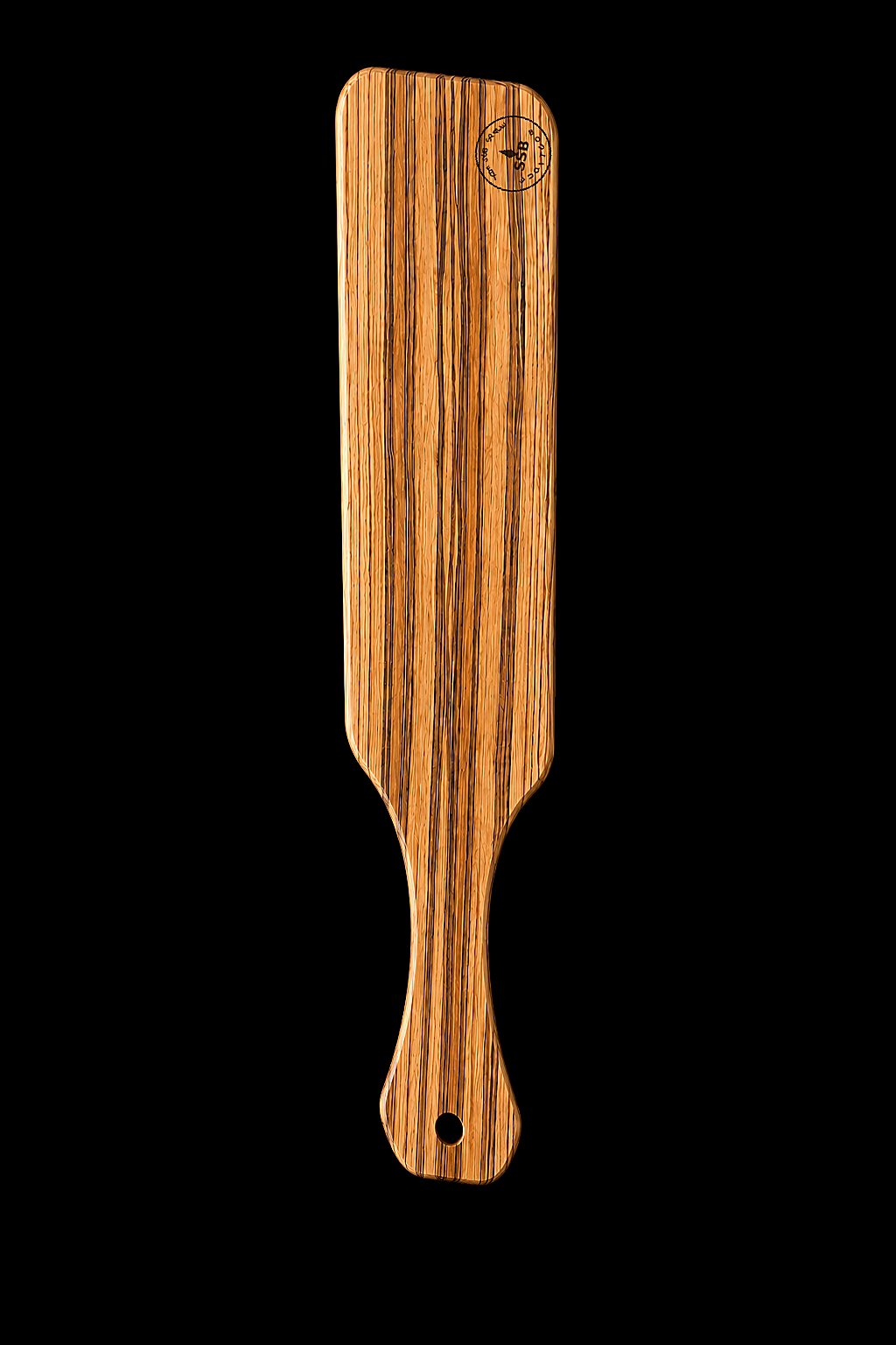 Full Paddle in Zebrawood — Three-quarter view