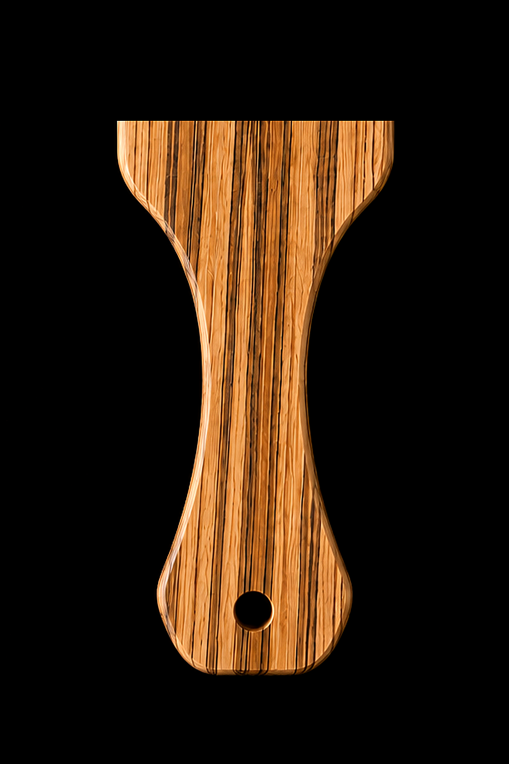 Full Paddle in Zebrawood — Handle close-up