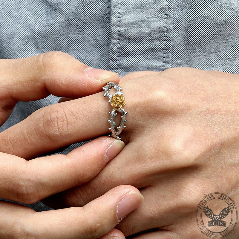 Gold Rose Stainless Steel Engagement Ring