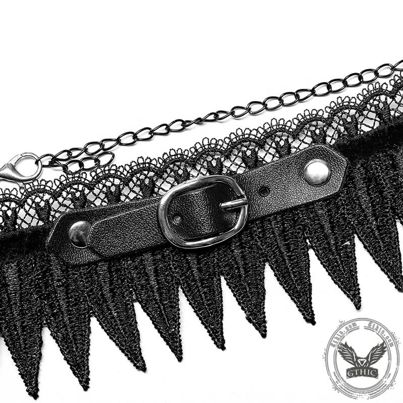 Gothic Feather Design Lace Choker Necklace