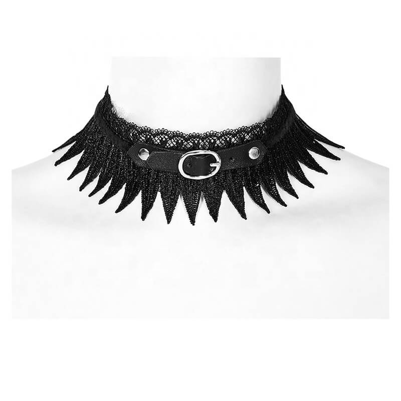 Gothic Feather Design Lace Choker Necklace