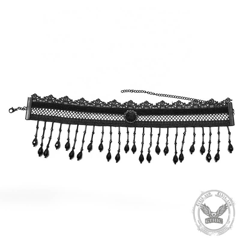 Gothic Lolita Beads Tassels Choker Necklace
