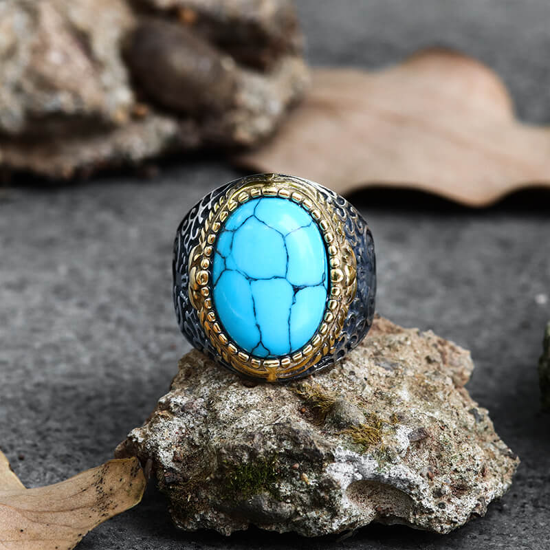 Gothic Pattern Gemstone Stainless Steel Ring