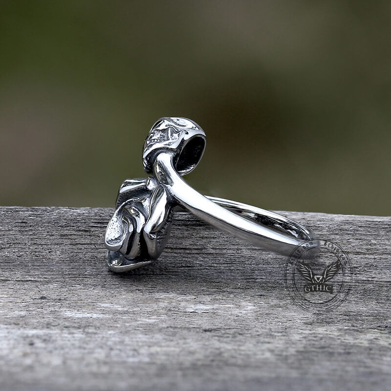 Gothic Rose Skull Stainless Steel Ring
