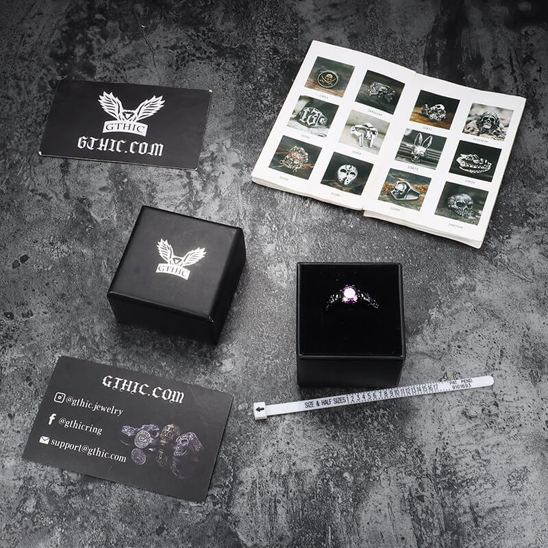 Gothic Skull Purple Zircon Brass Ring