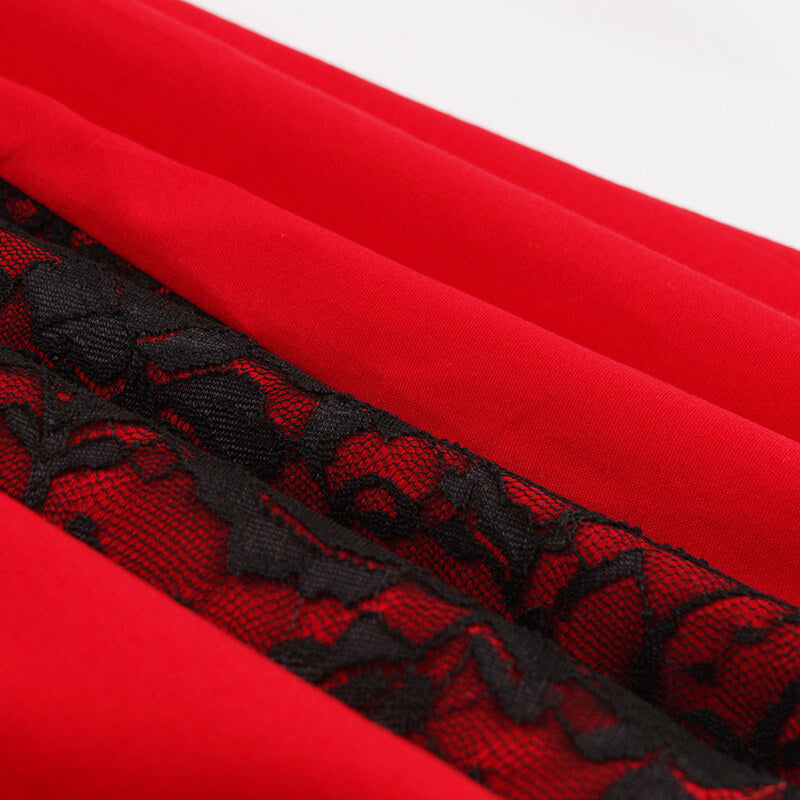 Gothic Solid Color Patchwork Lace Up Dress