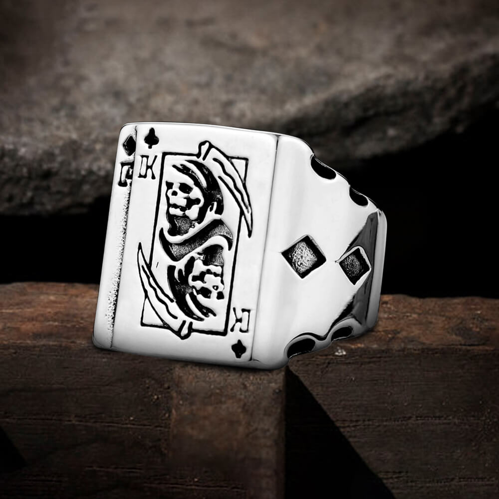 Grim Reaper Poker Stainless Steel Ring