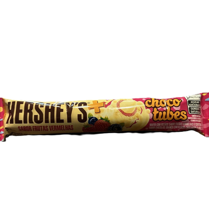 Hershey Choco Tubes Sabor Frutas Vermelhas – Red Fruit Flavored White Chocolate Tubes 25g (Brazil) Best by 31-October-2025