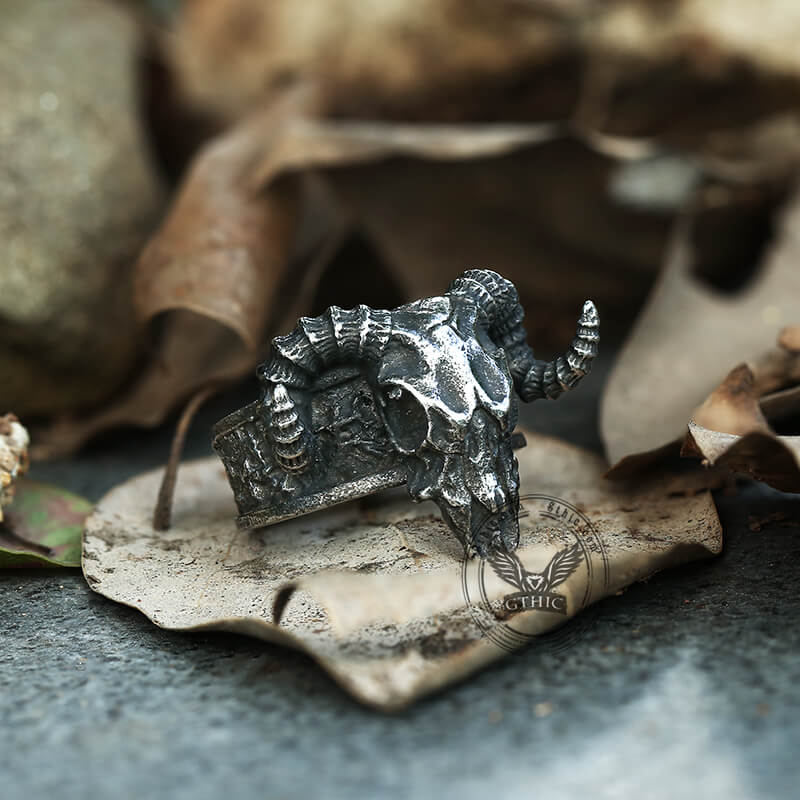 Horned Goat Stainless Steel Satan Ring