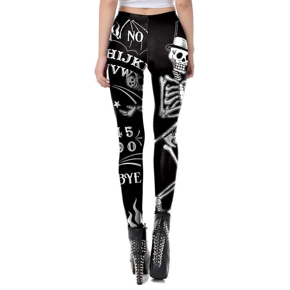 Gothic Ouija Board Print Leggings | Yoga Pants | Dark Skull Stretchy