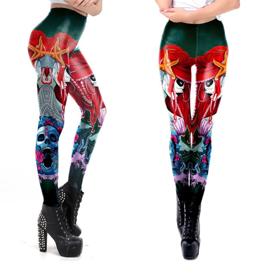 Day of the Dead Print Leggings | Yoga Pants | Dark Gothic Skull Stretchy
