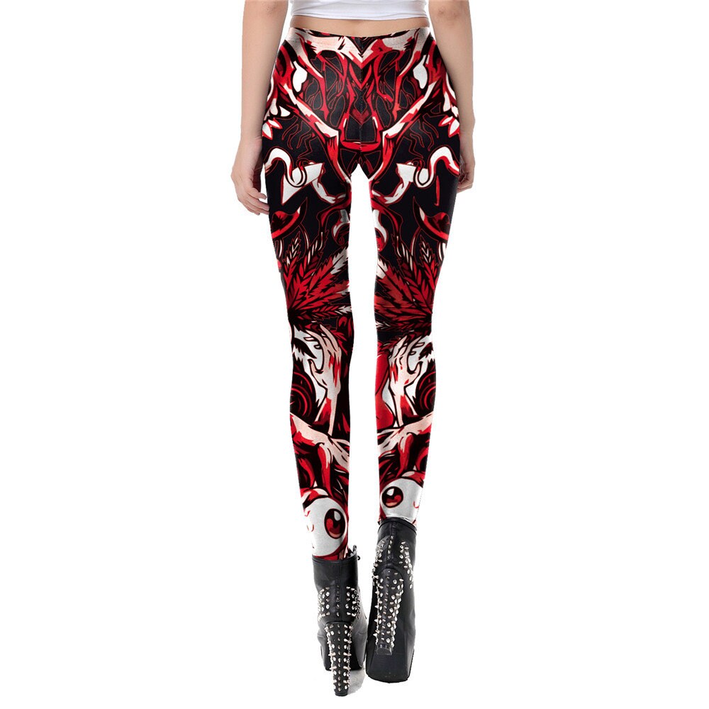 Eyeball Skull Red Print Leggings | Yoga Pants | Dark Skull Stretchy