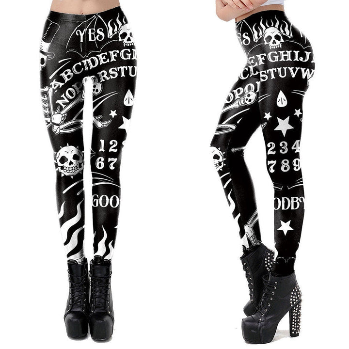 Gothic Ouija Board Print Leggings | Yoga Pants | Dark Skull Stretchy