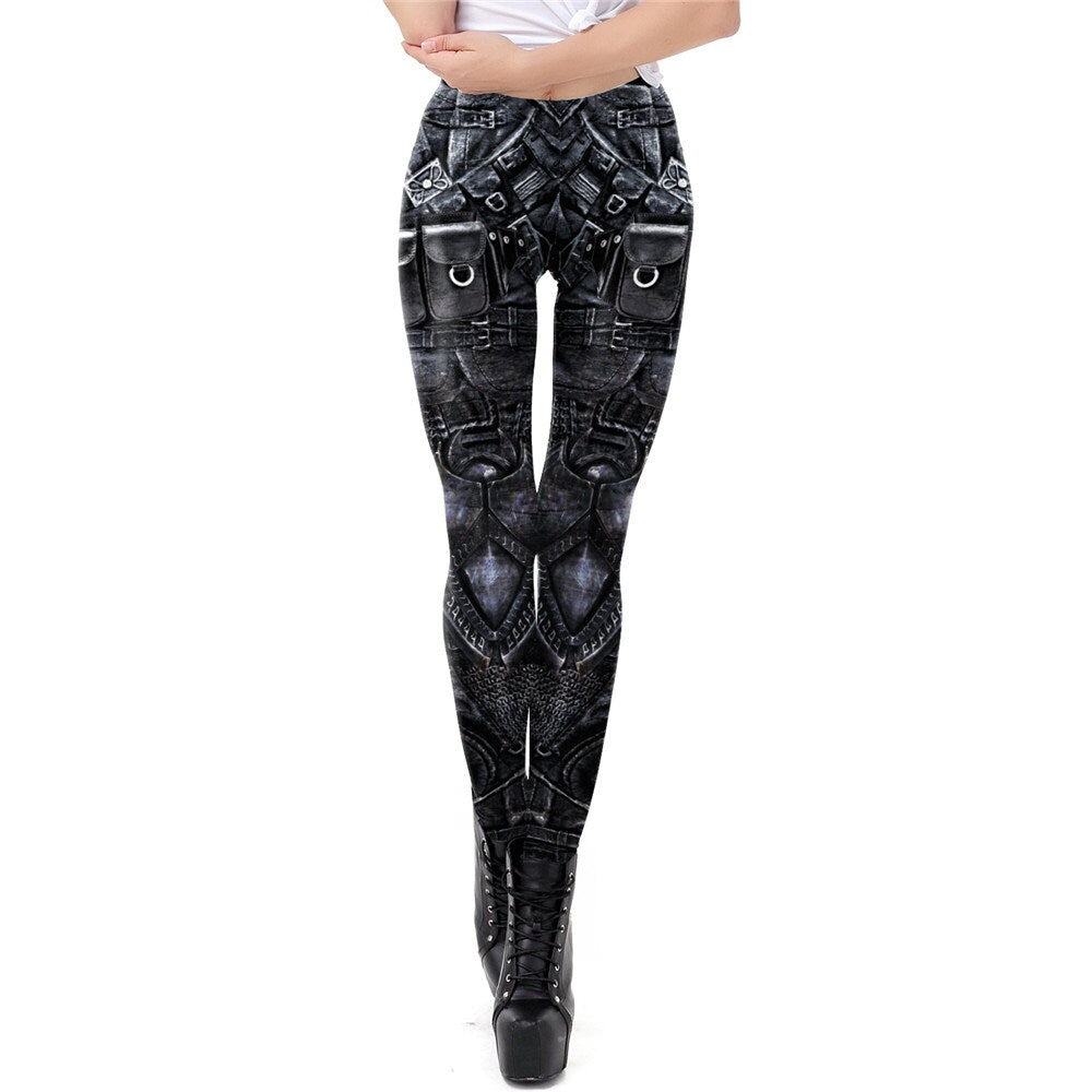 Adventurer Print Leggings | Yoga Pants | Black and White Steampunk Stretchy