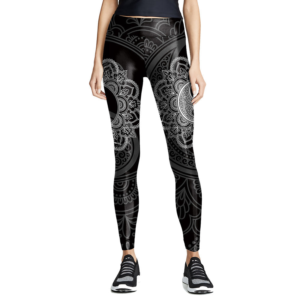 Yin Yang Mandala Leggings | Yoga Pants | Gothic Dark Stretchy