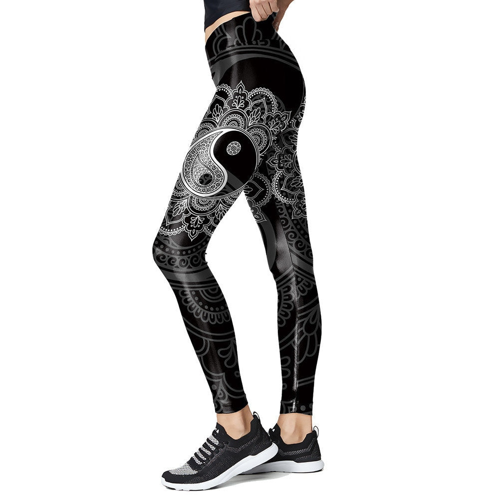 Yin Yang Mandala Leggings | Yoga Pants | Gothic Dark Stretchy