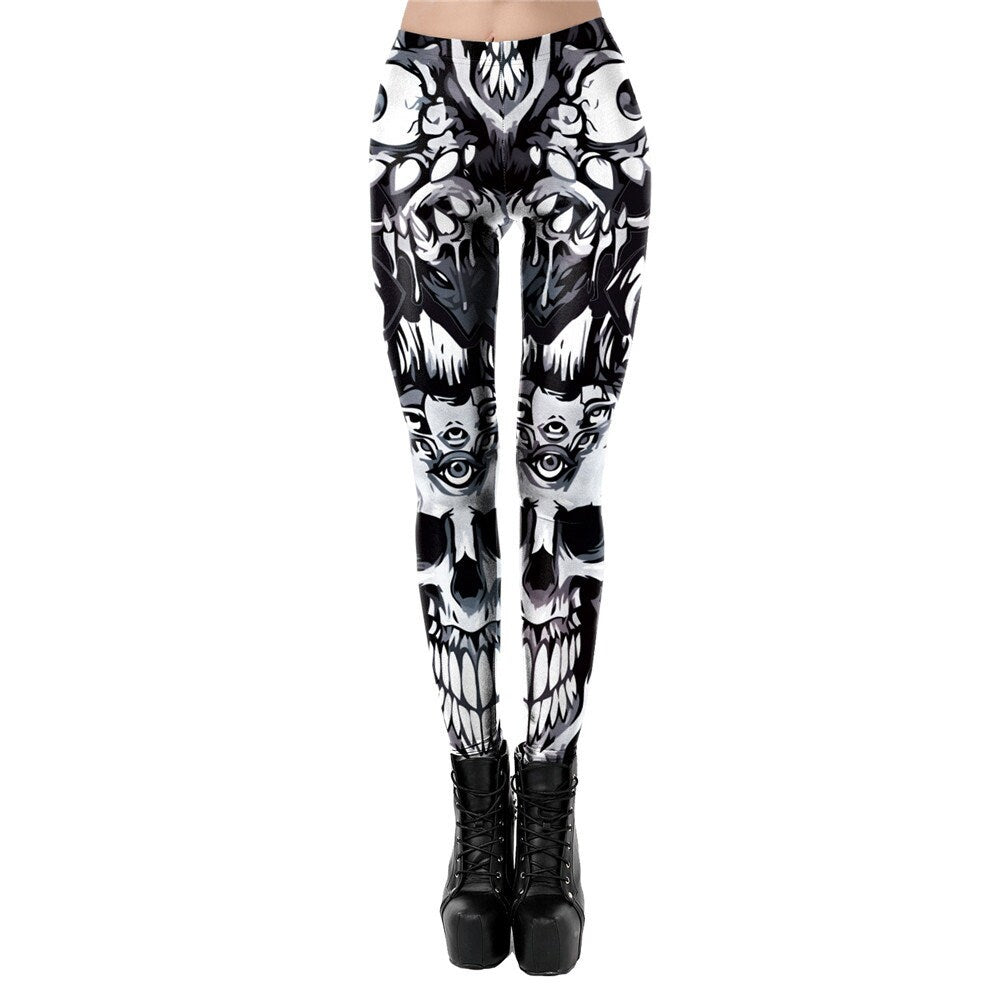 Eyeball Skull Print Leggings | Yoga Pants | Dark Skull Stretchy