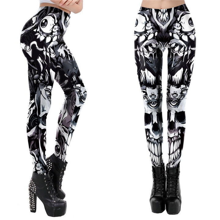 Eyeball Skull Print Leggings | Yoga Pants | Dark Skull Stretchy