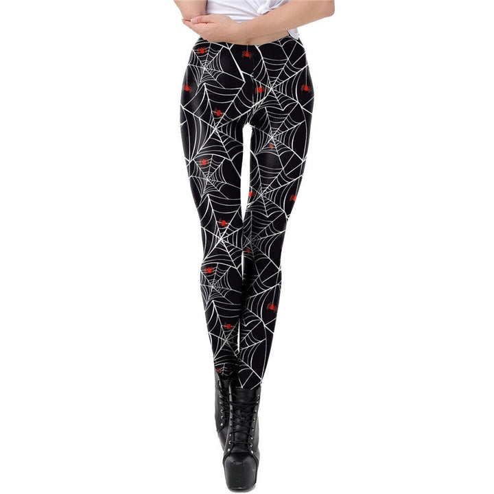 Spider Web Print Leggings | Yoga Pants | Dark Skull Stretchy