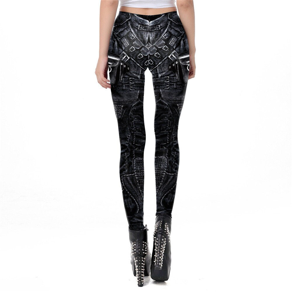 Adventurer Print Leggings | Yoga Pants | Black and White Steampunk Stretchy