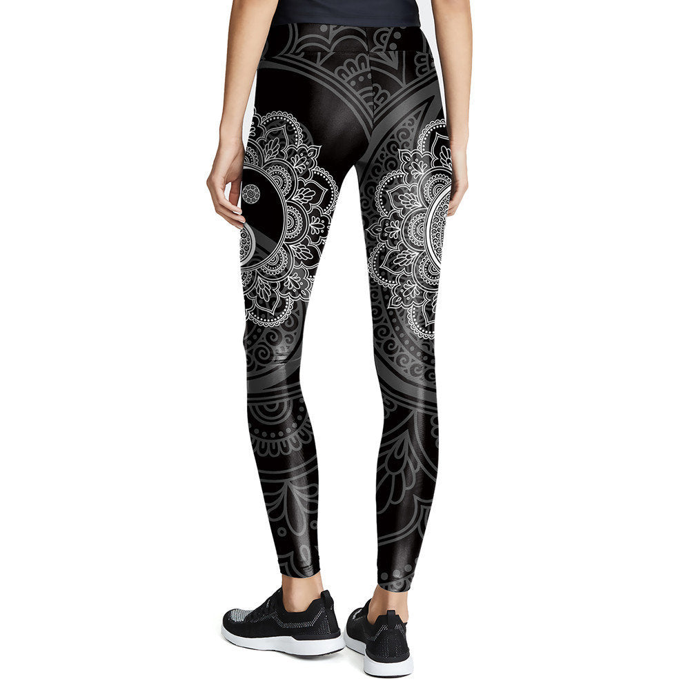 Yin Yang Mandala Leggings | Yoga Pants | Gothic Dark Stretchy
