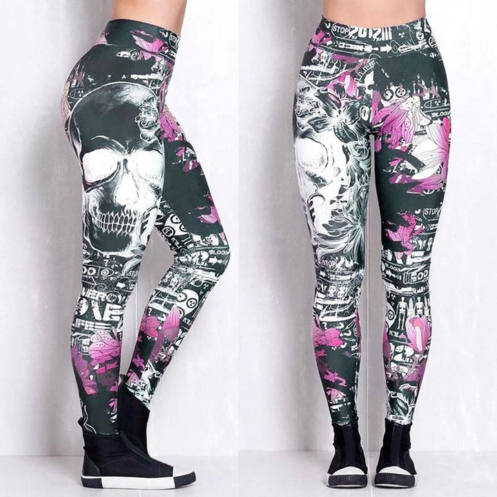 Rock n Roll Skull Purple Leggings | Yoga Pants | Dark Gothic Stretchy