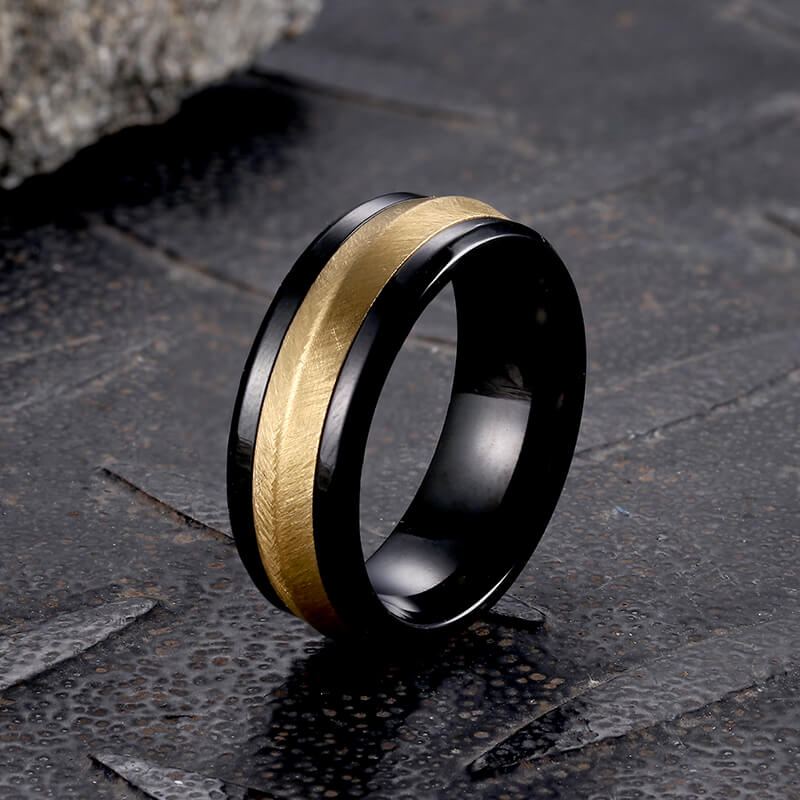 Irregular Brushed Stainless Steel Band Ring