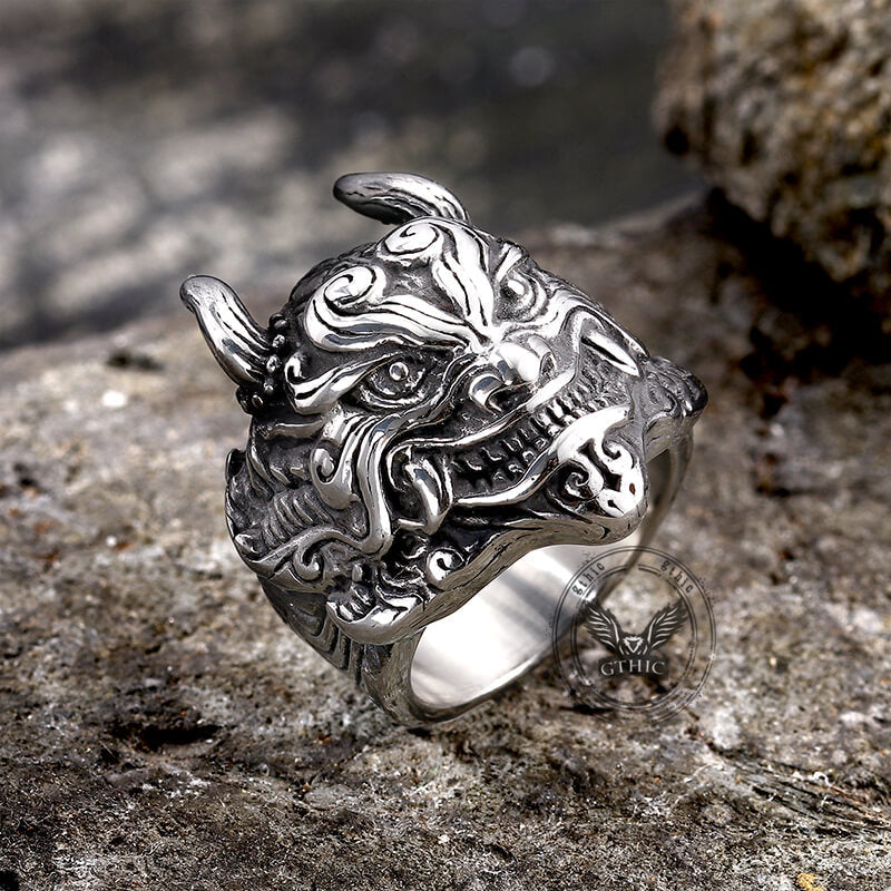 Japanese Demon Oni Stainless Steel Ring