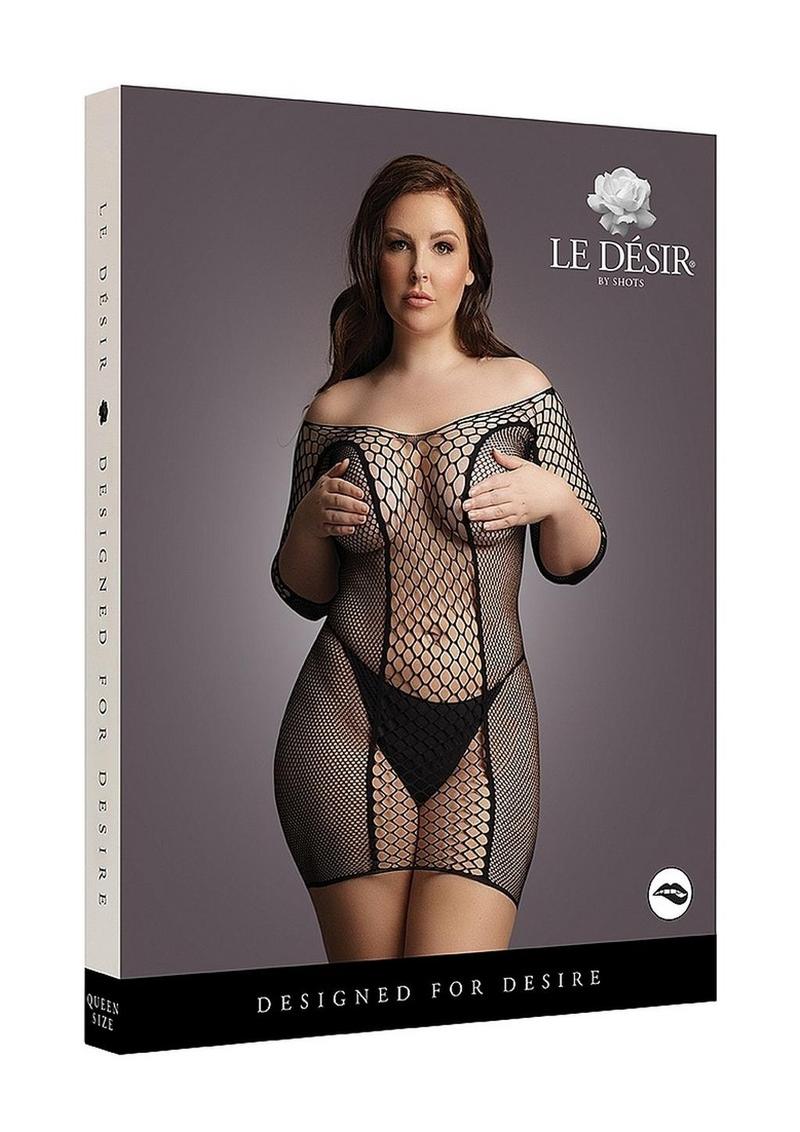 Le Désir Short  With Sleeved Fishnet Mini Dress