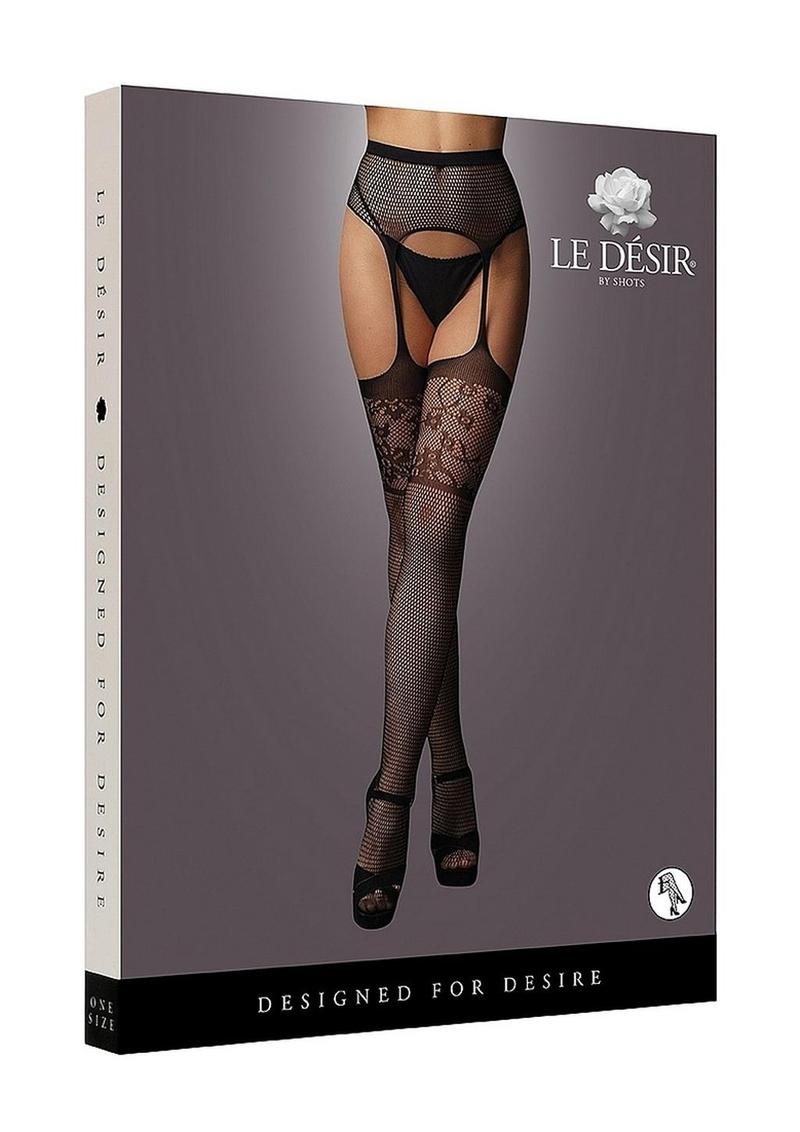 Le Désir Lace Top Garterbelt Stockings One Size