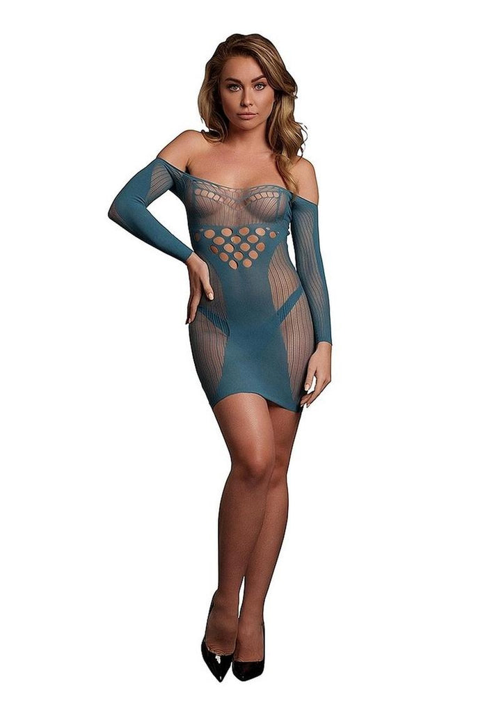 Le Désir Long Sleeved Net Mini Dress - One Size