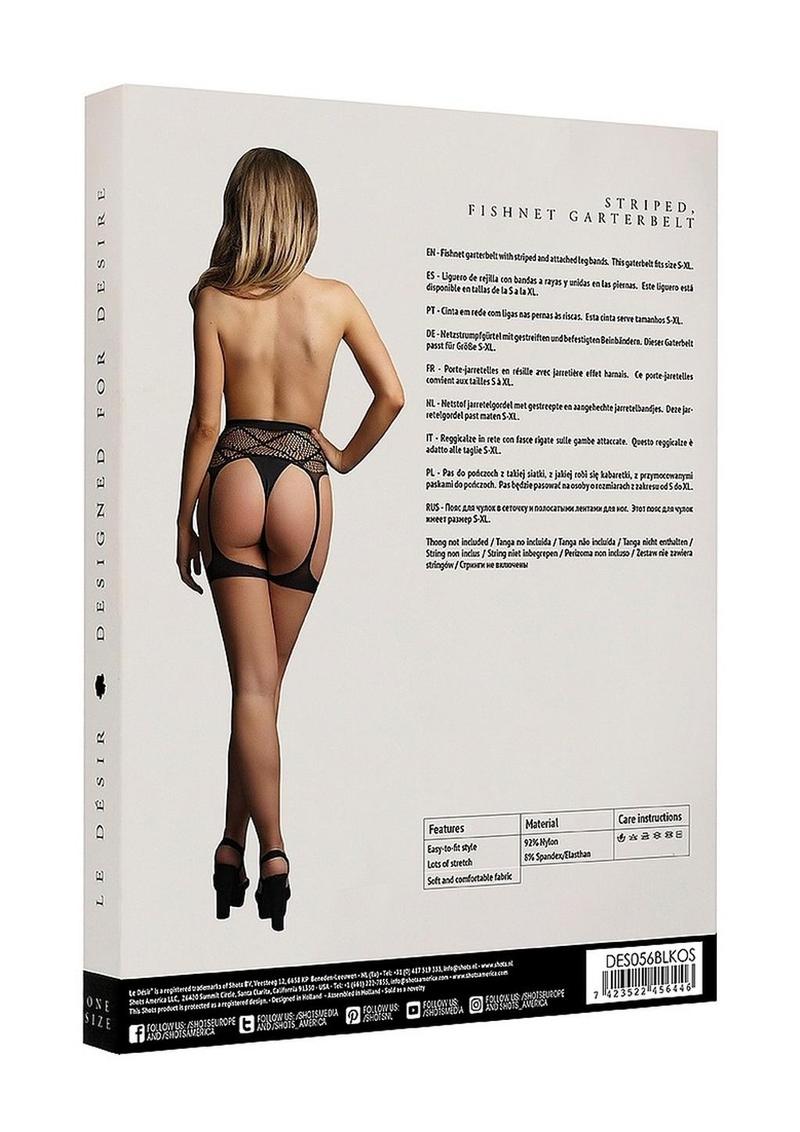 Le Désir Striped Fishnet Garterbelt With Bold Garter Lingerie