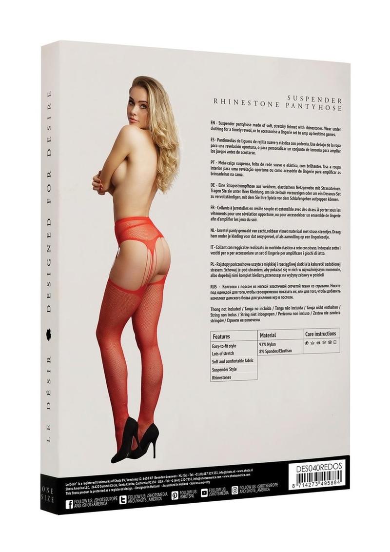 Le Désir Rhinestone Suspender Pantyhose One Size