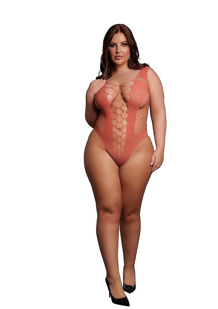 Le Désir V-Neck Teddy with Opaque Panels