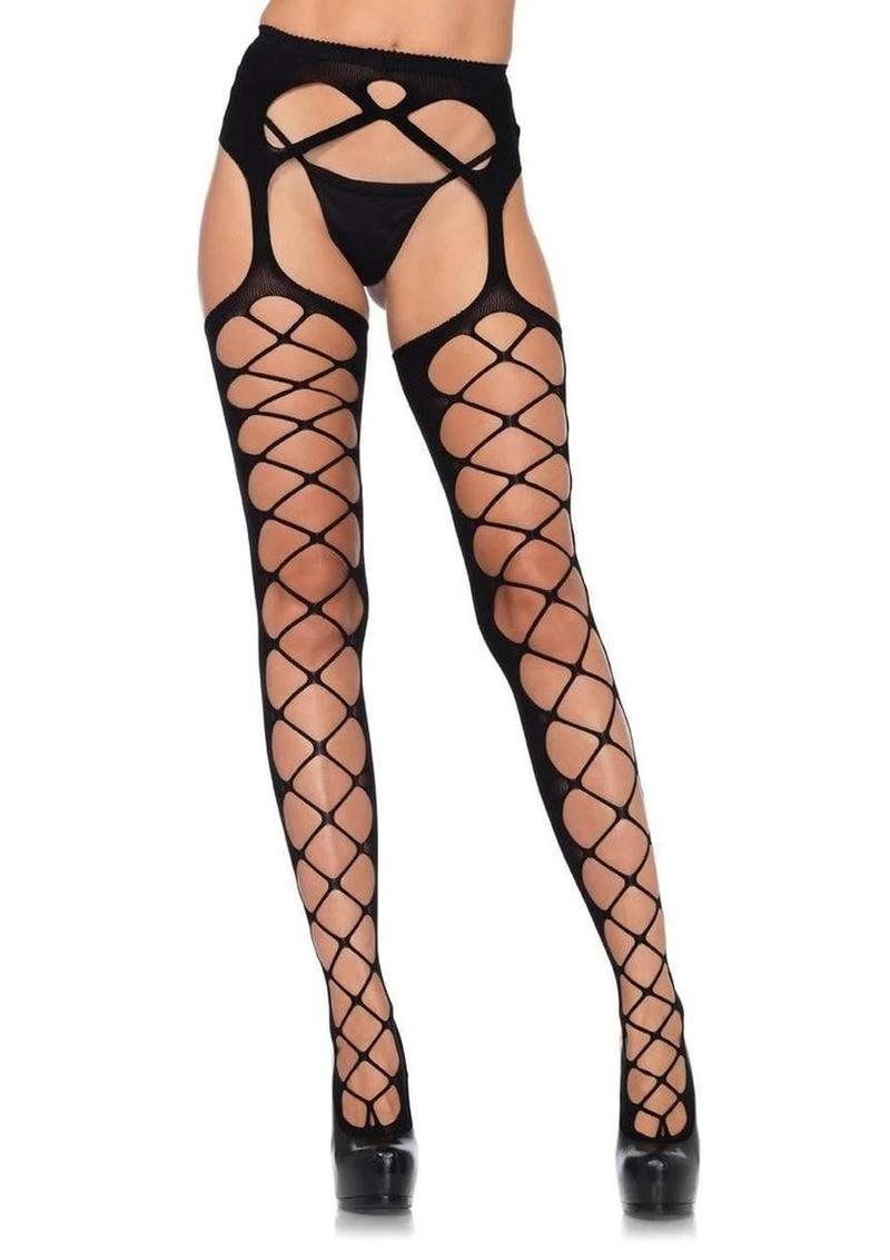 Diamond Net Opaque Stockings
