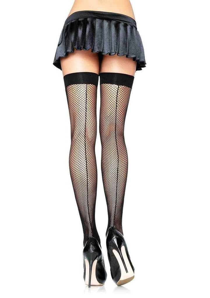 Fishnet Thigh High Stockings With Backseam
