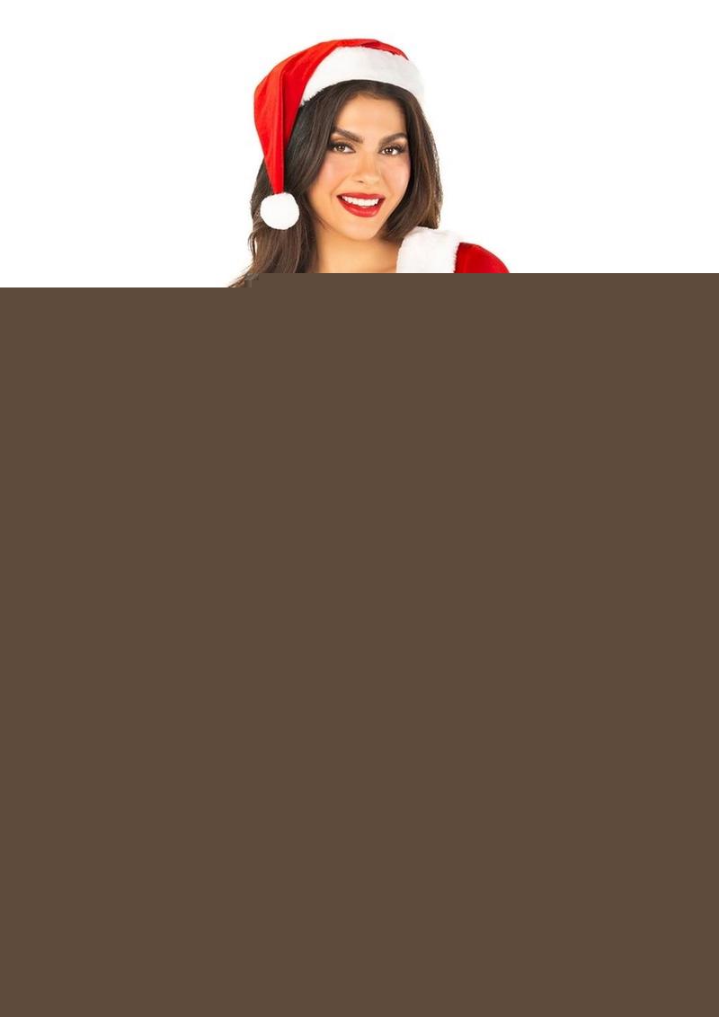 Leg Avenue HoHo Hottie Set Velvet Crop Top Faux Fur Trim & Mini Skirt