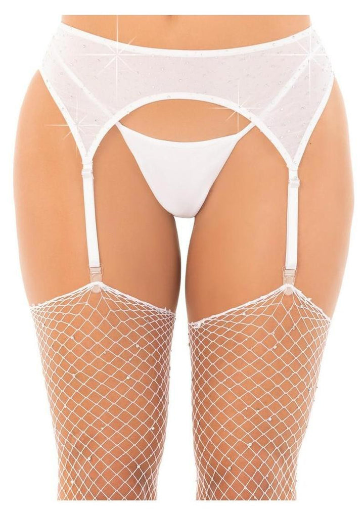 Rhinestone Sheer Garter Belt