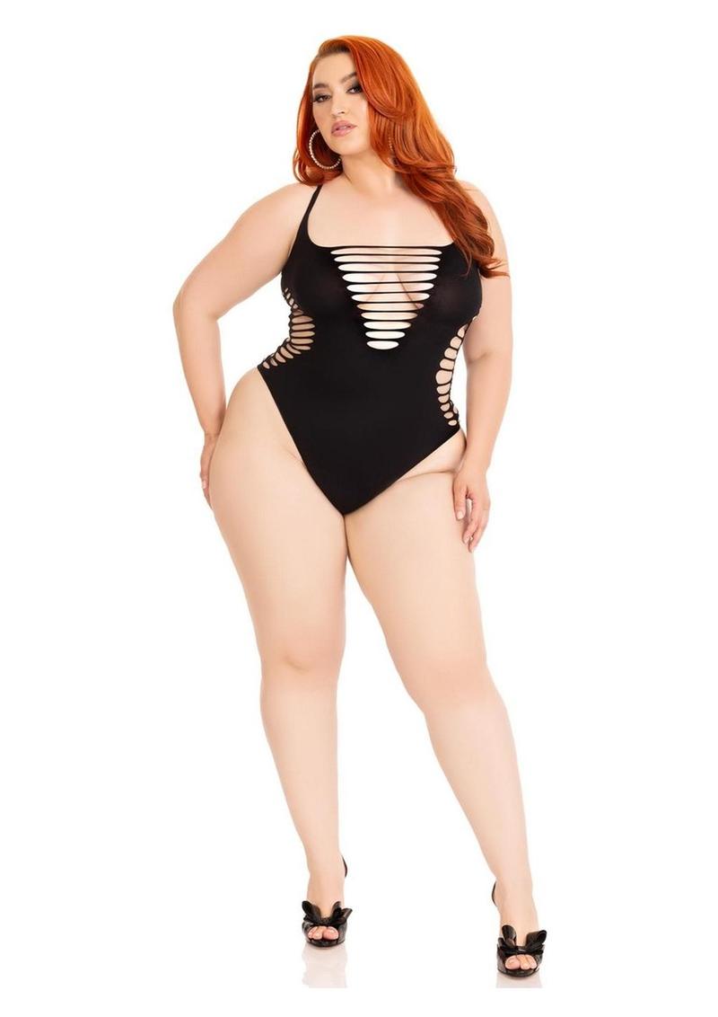 Leg Avenue Seamless Shredded Racer Back Thong Bodysuit