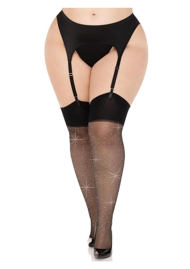 Leg Avenue Wide Top Spandex Versatile Sheer Stockings