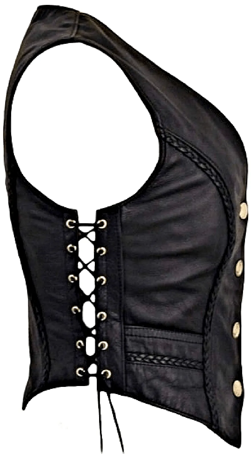 Legendary Women’s Leather Braided Motorcycle Vest