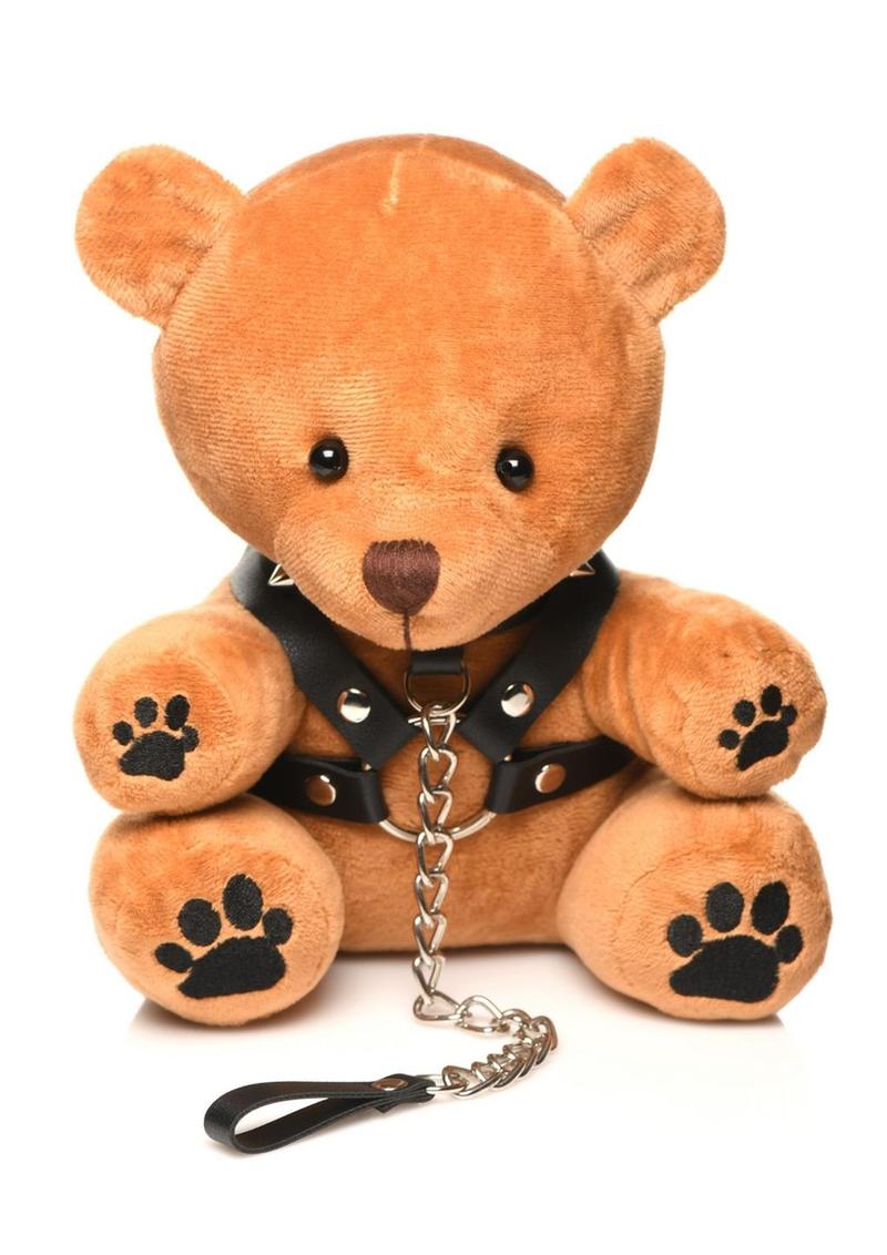 Master Series Pup Bear Hooded BDSM Teddy Leather Harness And Chain