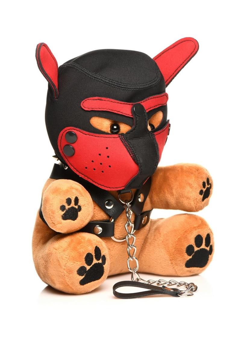 Master Series Pup Bear Hooded BDSM Teddy Leather Harness And Chain