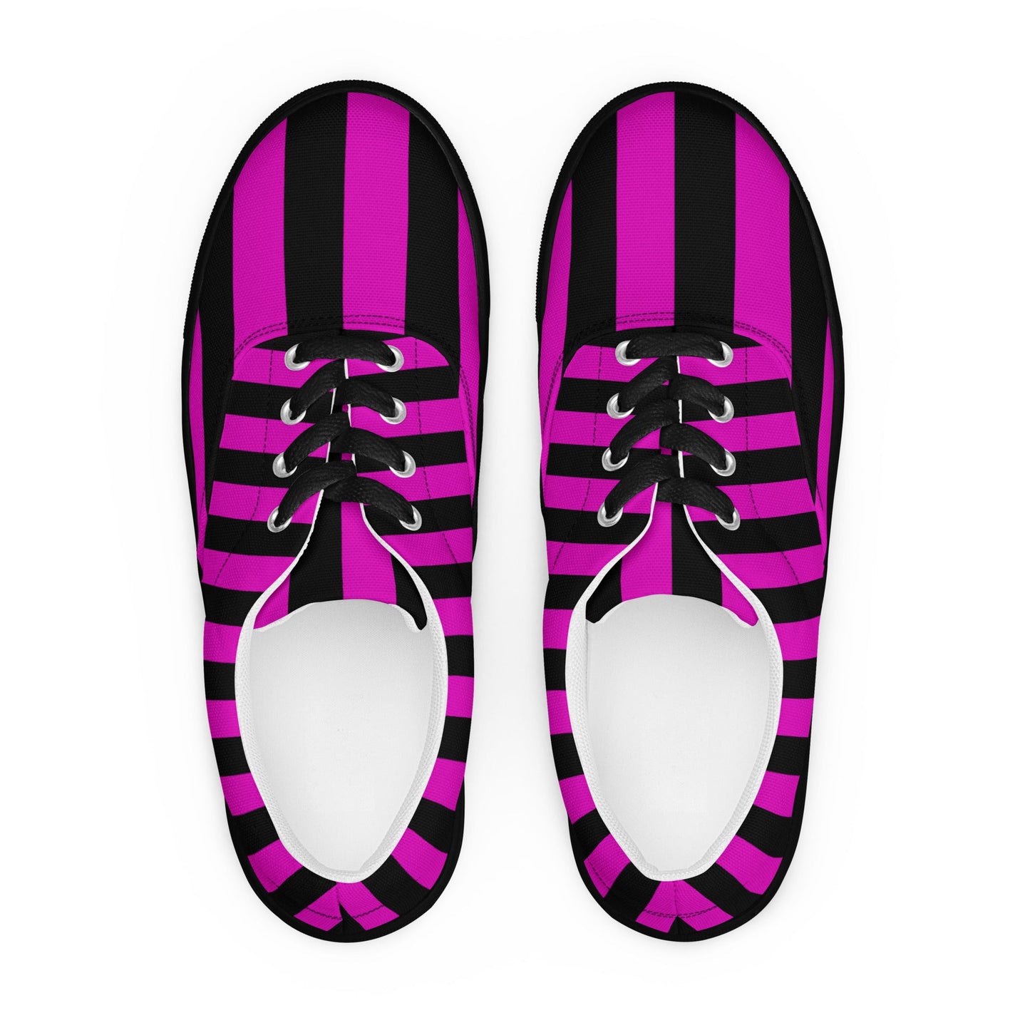 Black and Pink Striped Men’s Lace-up Canvas Shoes