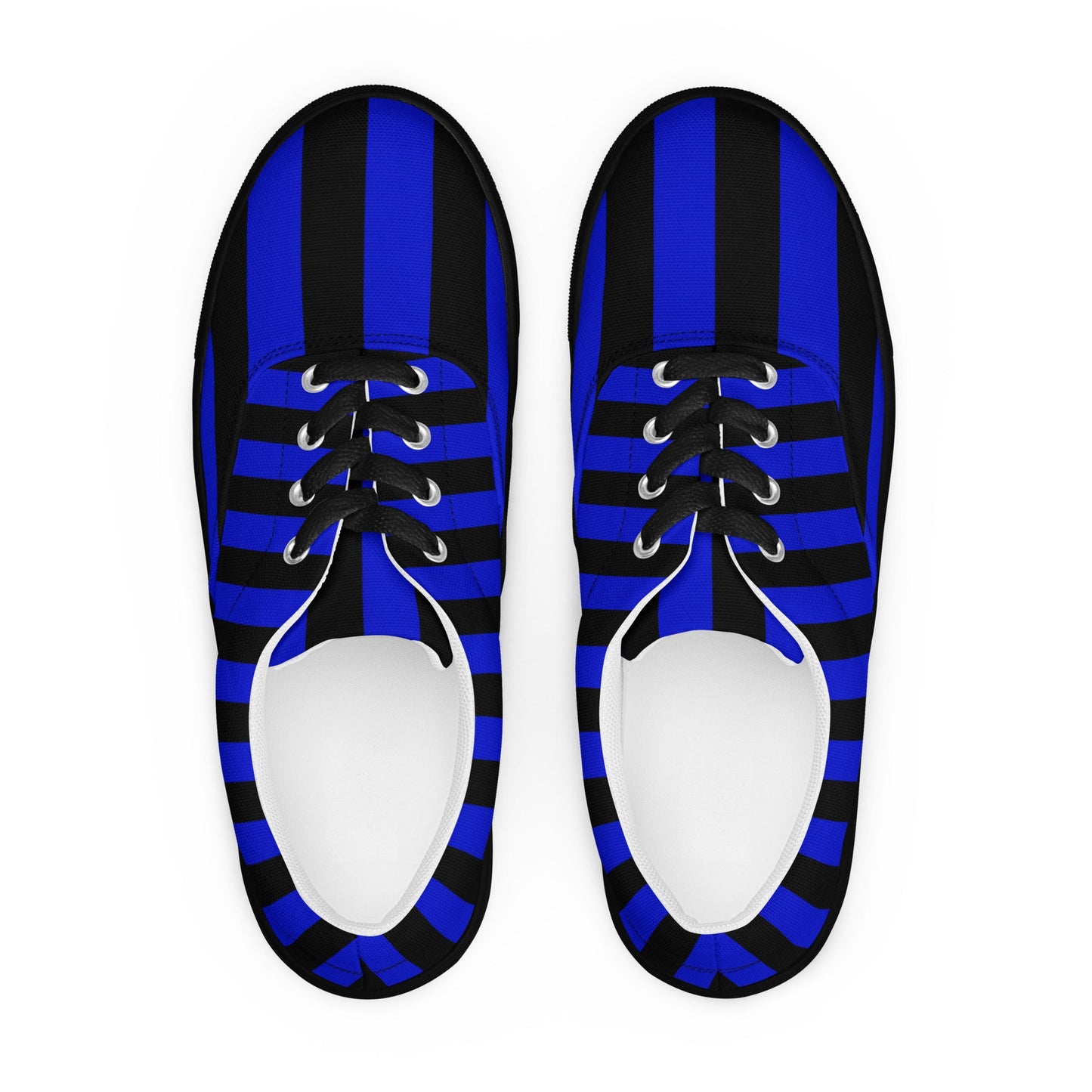 Black and Blue Striped Men’s Lace-up Canvas Shoes