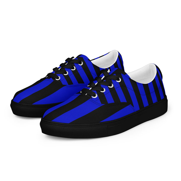 Black and Blue Striped Men’s Lace-up Canvas Shoes