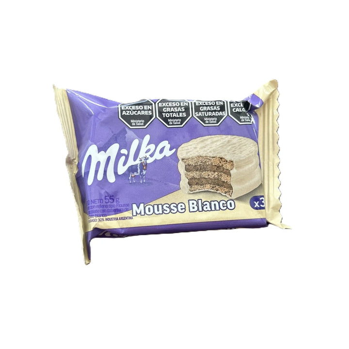 Milka Alfajor Triple White Chocolate with Chocolate Mousse – Creamy Argentine Dessert Treat 90g (Argentina) Best By 09-September-2025