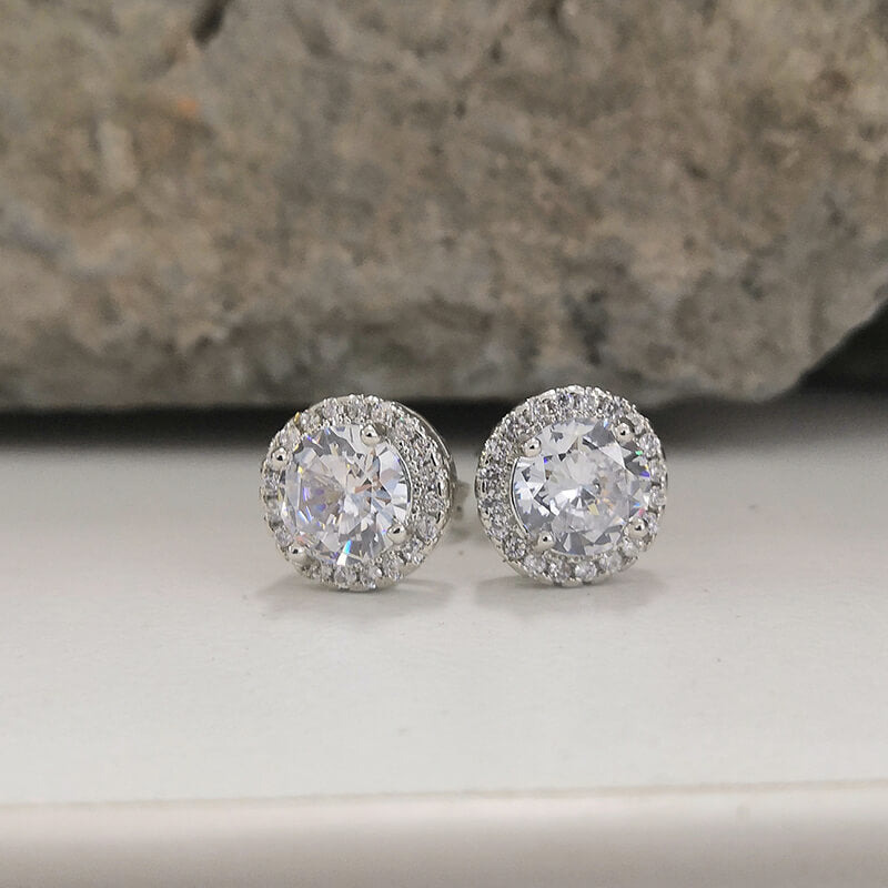 Minimalist Gem-Set Brass Stud Earrings