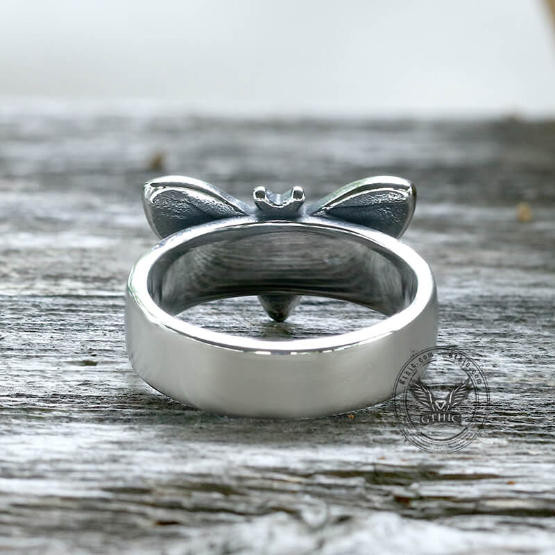 Moth Skull Stainless Steel Animal Ring